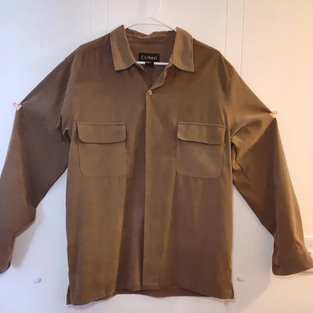 Carlucci Faux Suede Button Down - Picture 1 of 5